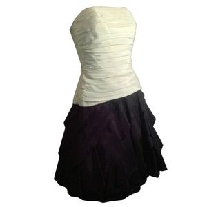 Tadashi 1980s True Vintage Black and White Strapless Party Dress